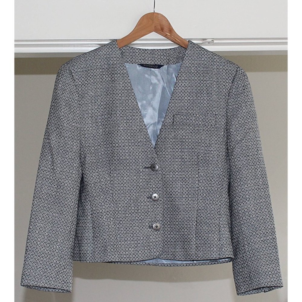 Burberry Vintage - Women's Fitted 3-Button Herringbone Blazer, Union Made USA - Picture 3 of 13